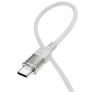 Дата кабель Hoco U129 Spirit Transparent USB to Type-C 3A (1.2m), Сірий