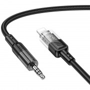 Аудіо кабель Aux Hoco UPA27 Spirit transparent (Lightning to AUX 3.5mm) (1.2m), Чорний