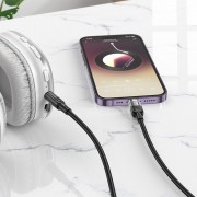 Аудіо кабель Aux Hoco UPA27 Spirit transparent (Lightning to AUX 3.5mm) (1.2m), Чорний