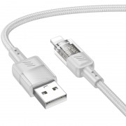 Дата кабель Hoco U129 Spirit Transparent USB to Lightning 2,4A (1.2m), Серый