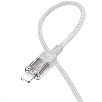 Дата кабель Hoco U129 Spirit Transparent USB to Lightning 2,4A (1.2m), Сірий - Lightning - зображення 2 