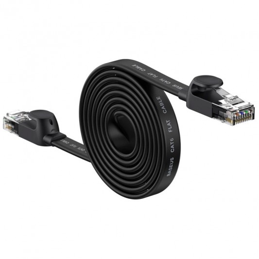 Кабель (патч-корд) Baseus High Speed Six types of RJ45 Gigabit network (2m) (WKJS000101), Черный - изображение 1