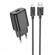 Зарядний пристрій Hoco C134A Solid 1A 12W + MicroUSB, Black