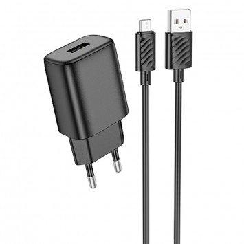 Зарядное устройство Hoco C134A Solid 1A 12W + MicroUSB, Black