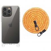 Чохол TPU Transparent with Straps для Apple iPhone 14 Pro (6.1"), Orange / White