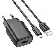 Зарядний пристрій Hoco C134A Solid 1A 12W + MicroUSB, Black