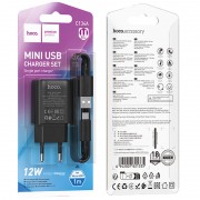 Зарядний пристрій Hoco C134A Solid 1A 12W + MicroUSB, Black