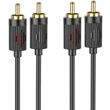 Кабель аудио Hoco UPA29 2 RCA to 2 RCA red and Белый double lotus (1.5m), Черный