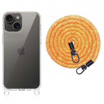 Чохол TPU Transparent with Straps для Apple iPhone 15 (6.1"), Orange / White