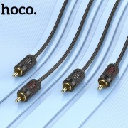 Кабель аудио Hoco UPA29 2 RCA to 2 RCA red and Белый double lotus (1.5m), Черный