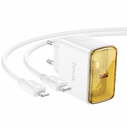 Зарядний пристрій Hoco CS41A Smart PD35W (1C) + Type-C to Lightning, White