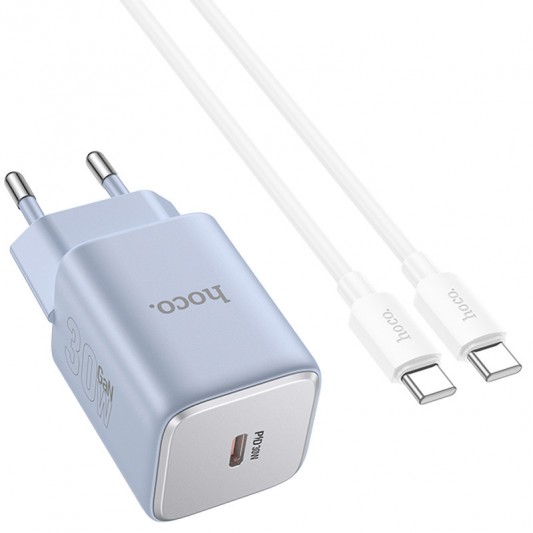 Зарядное устройство Hoco N43 Vista 1C PD30W + Type to Type-C, Ice blue - изображение 2