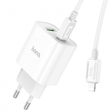 Зарядное устройство HOCO C80A Plus Rapido PD20W+QC3.0 (1Type-C/1USB) + Type-C to Lightning, White - Сетевые зарядные устройства (220 В) - изображение 3