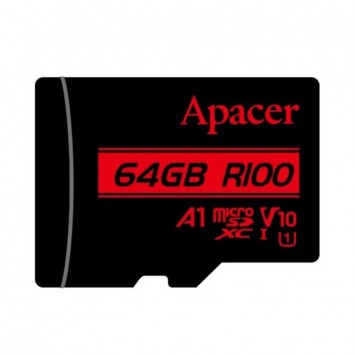 Карта памяти Apacer microSDXC (UHS-1) 64Gb class 10 V10 A1 R100MB/s (без адаптера), Black