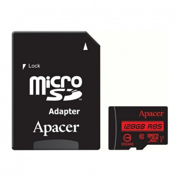 Карта памяти Apacer microSDXC (UHS-1) 128Gb class 10 R85MB/s + SD adapter, Black