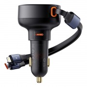 АЗУ Baseus Enjoyment Pro Car Charger C + Retractable Type-C and Lightning 60W (C00057802111-0), Cluster Black