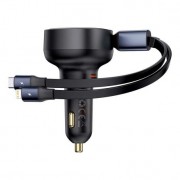 АЗУ Baseus Enjoyment Pro Car Charger C + Retractable Type-C and Lightning 60W (C00057802111-0), Cluster Black