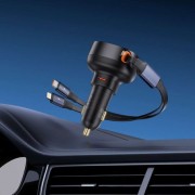 АЗУ Baseus Enjoyment Pro Car Charger C + Retractable Type-C and Lightning 60W (C00057802111-0), Cluster Black