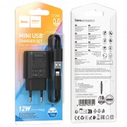 Зарядное устройство Hoco C134A Solid 1A 12W + Lightning, Black