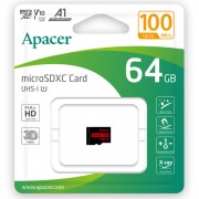 Карта памяти Apacer microSDXC (UHS-1) 64Gb class 10 V10 A1 R100MB/s (без адаптера), Black