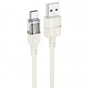 Дата кабель Hoco U129 Spirit Transparent USB to Type-C 3A (1.2m), Бежевый