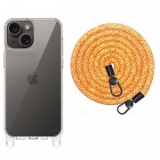 Чехол TPU Transparent with Straps для Apple iPhone 13 / 14 (6.1"), Orange / White