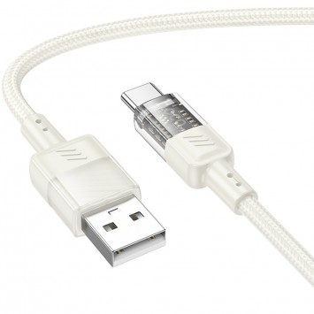 Дата кабель Hoco U129 Spirit Transparent USB to Type-C 3A (1.2m), Бежевый - Type-C кабели - изображение 1