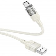 Дата кабель Hoco U129 Spirit Transparent USB to Type-C 3A (1.2m), Бежевий