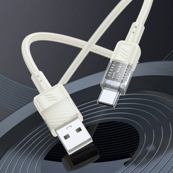 Дата кабель Hoco U129 Spirit Transparent USB to Type-C 3A (1.2m), Бежевий - Type-C кабелі - зображення 3 