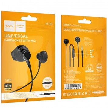 Стерео Наушники Hoco M125 Smart metal universal (3.5mm/1.2m), Black -  - изображение 4