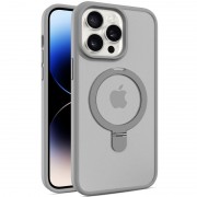 TPU+PC чехол Metal Buttons with MagSafe Colorful HQ Ring для Apple iPhone 15 Pro Max (6.7"), Grey