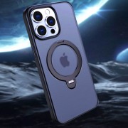 TPU+PC чохол Metal Buttons with MagSafe Colorful HQ Ring для iPhone 15 Pro Max, Dark Blue