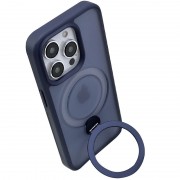 TPU+PC чехол Metal Buttons with MagSafe Colorful HQ Ring для Apple iPhone 15 Pro Max (6.7"), Dark Blue