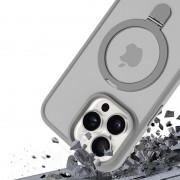 TPU+PC чехол Metal Buttons with MagSafe Colorful HQ Ring для Apple iPhone 15 Pro Max (6.7"), Grey