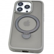 TPU+PC чехол Metal Buttons with MagSafe Colorful HQ Ring для Apple iPhone 15 Pro Max (6.7"), Grey