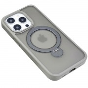 TPU+PC чехол Metal Buttons with MagSafe Colorful HQ Ring для Apple iPhone 15 Pro Max (6.7"), Grey