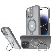 TPU+PC чехол Metal Buttons with MagSafe Colorful HQ Ring для Apple iPhone 15 Pro Max (6.7"), Grey