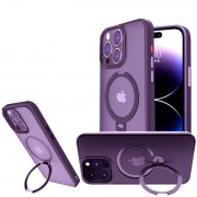 TPU+PC чехол Metal Buttons with MagSafe Colorful HQ Ring для Apple iPhone 15 Pro Max (6.7"), Purple