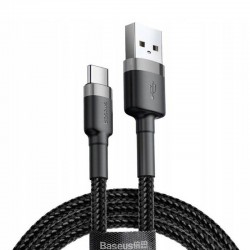 USB-кабель для телефону Baseus Cafule Type-C Cable 3A (1m) (CATKLF-B) Чорний / Сірий