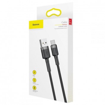 USB кабель для телефона Baseus Cafule Type-C Cable 3A (1m) (CATKLF-B) Черный / Серый - Type-C кабели - изображение 4