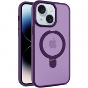 TPU+PC чехол Metal Buttons with MagSafe Colorful HQ Ring для Apple iPhone 15 (6.1"), Purple