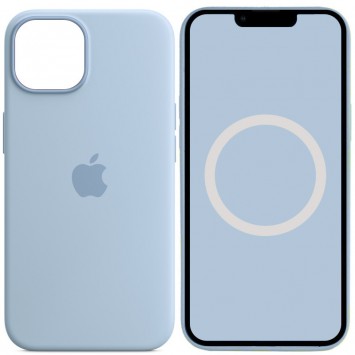 Чехол Silicone case (AAA) full with Magsafe and Animation для Apple iPhone 14 (6.1"), Голубой / Sky