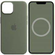 Чохол Silicone case (AAA) full with Magsafe and Animation для Apple iPhone 14 (6.1"), Зелений / Olive