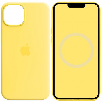 Чехол Silicone case (AAA) full with Magsafe and Animation для Apple iPhone 14 (6.1"), Желтый / Canary Yellow