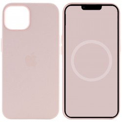 Чехол для iPhone 13 - Silicone case (AAA) full with Magsafe and Animation (Розовый / Chalk Pink)