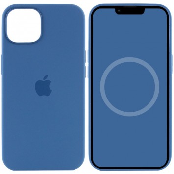 Чехол для iPhone 13 - Silicone case (AAA) full with Magsafe and Animation (Синий / Blue Jay)