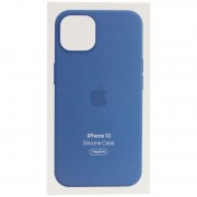 Чехол для iPhone 13 - Silicone case (AAA) full with Magsafe and Animation (Синий / Blue Jay)