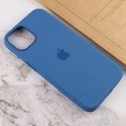 Чехол для iPhone 13 - Silicone case (AAA) full with Magsafe and Animation (Синий / Blue Jay)