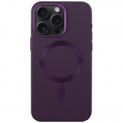 Кожаный чехол Bonbon Leather Metal Style with MagSafe для Apple iPhone 14 Pro (6.1"), Фиолетовый / Dark Purple