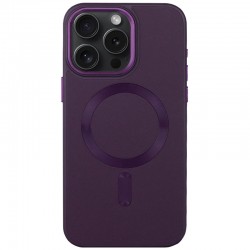 Кожаный чехол Bonbon Leather Metal Style with MagSafe для Apple iPhone 14 Pro (6.1"), Фиолетовый / Dark Purple